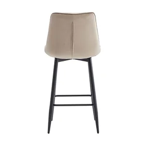 <span class=keywords><strong>Tabouret</strong></span> <span class=keywords><strong>de</strong></span> <span class=keywords><strong>bar</strong></span> élégant et luxueux en <span class=keywords><strong>velours</strong></span> <span class=keywords><strong>taupe</strong></span> avec pieds en métal - Product Image 3