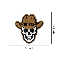 Patch brodé personnalisé de 3,1 pouces en forme de crâne d'Halloween, en chenille, pour chapeau de cowboy, badges thermocollants pour vêtements et cadeaux DIY