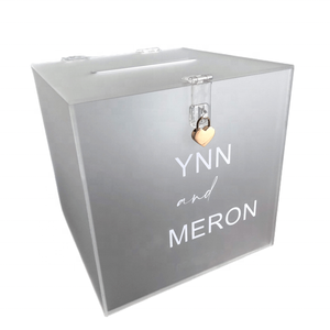Custom Frosted Clear Acrylic Engagement Wishing Well Box for Wedding Event