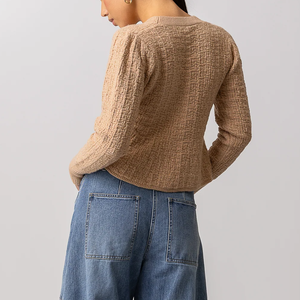 <span class=keywords><strong>Cardigan</strong></span> da <span class=keywords><strong>donna</strong></span> in maglia <span class=keywords><strong>Beige</strong></span> testurizzata con orlo peplo maglione corto con bottoni per la moda Casual femminile - Product Image 4