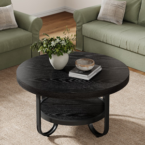 Tribesigns Mesa de Centro Redonda de 31.1 Pulgadas, 2 Niveles con Estante de Almacenamiento, Patas de Metal Curvadas, Mesa Auxiliar para Sala de Estar Pequeña - Product Image 3