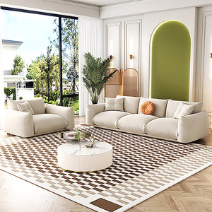 Canapé moderne de luxe 1 2 3 places en tissu en lin, convertible en lit, grand rembourrage en bois et en coton, canapé en lin, meubles de salon - Product Image 2