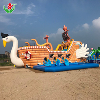 Tobogán Acuático Inflable Pirata Ladrón Volador, Castillo Pirata con Piscina de Chapoteo, PVC Resistente para Niños, Alquiler para Fiestas de Carnaval