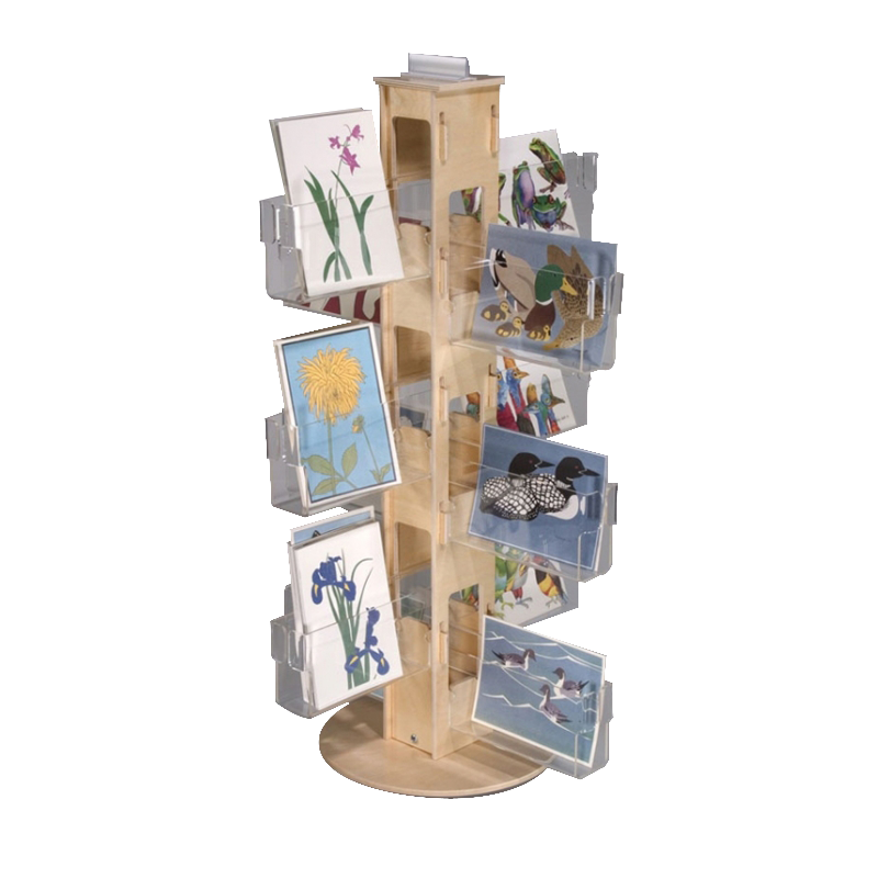Apache Modern Light Duty Wooden Greeting Card Display Stand Customizable Double-Sided Floorstanding Customized Logos Supermarket — view 2