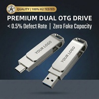 Clé USB Type C pour iPhone 128 Go 256 Go, double port OTG, clé USB personnalisée avec logo, sauvegarde de photos, stockage de données pour les voyages d'affaires, l'école