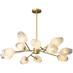 Lámpara de Araña LED Molecular de Cristal y Cobre de Alta Gama, Diseño Creativo y Personalizado para Dormitorios y Salas de Estar - Product Image 1