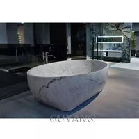 QUYANG – baignoire en pierre naturelle de Style occidental, décoration de salle de douche de luxe, baignoire intérieure texturée en marbre sculpté à la main