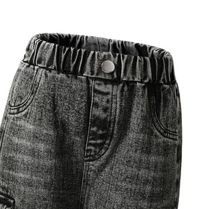 Abbigliamento all'ingrosso <span class=keywords><strong>pantaloni</strong></span> Vintage in Denim coreano eleganti <span class=keywords><strong>pantaloni</strong></span> larghi dritti per bambini Jeans larghi grigi <span class=keywords><strong>neri</strong></span> - Product Image 4