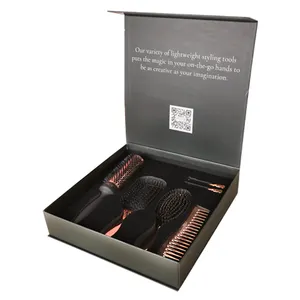 Factory Price 4pcs Rose Gold Plating Paddle Hair Brush Packaging gold Comb Set Professional Detangling Hair Brush Set