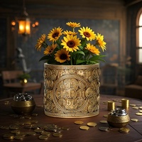 Pot de fleurs Feng Shui en résine, style européen, pour la prospérité, décoration de bureau et de maison, cadeau d'affaires