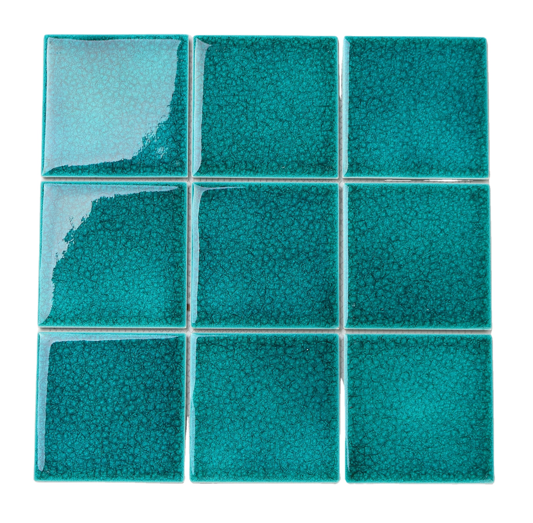 Mosaïque Murale Céramique Vert Foncé – Aspect Brillant, Effet Craquelé – Pour Cuisine