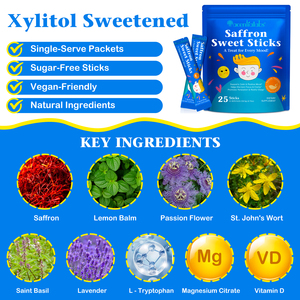 Acentiallabs Marque Privée Saveur Naturelle Safran Pixie Sticks 25 Paquets Compléments Alimentaires pour Enfants Équilibre de l'Humeur Boisson pour la Concentration - Product Image 2