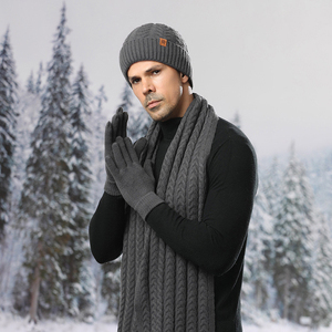 Ensembles de bonnets personnalisés avec logo pour <span class=keywords><strong>homme</strong></span>, doublés en polaire, chauds <span class=keywords><strong>et</strong></span> élé<span class=keywords><strong>gants</strong></span>, <span class=keywords><strong>bonnet</strong></span> d'hiver élégant en tricot côtelé, ensemble écharpe, <span class=keywords><strong>bonnet</strong></span> <span class=keywords><strong>et</strong></span> <span class=keywords><strong>gants</strong></span> - Product Image 5