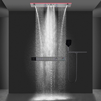 Ensemble de douche thermostatique moderne avec effet pluie et cascade, inverseur intelligent LED 900x300mm pour appartement et hôtel