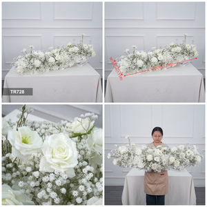High Quality White Full <b>Flower</b> Runner Babysbreath <b>Flower</b> Row Garland Silk Realistic Back to School Backdrop Decoration - Product Image 3
