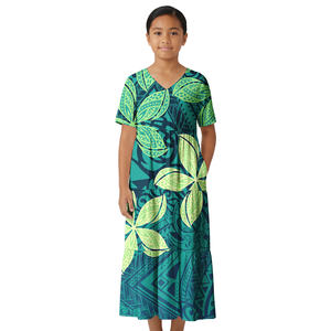 亚太岛屿服装定制阿罗哈青少年女孩舞会礼服萨摩亚优雅长裙波利尼西亚部落服饰女孩 - Product Image 1