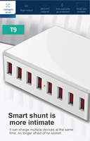 Chargeur rapide multi-ports USB2.0 8 ports 50W 5V en gros, station de charge de bureau pour ordinateur portable/téléphone/tablette/montre/écouteurs