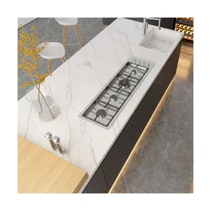 SHIHUI Wholesale Indoor Modern Design Sintered Stone Slab Artificial White Porcelain Tile Marble Style Kitchen Counter Top Use