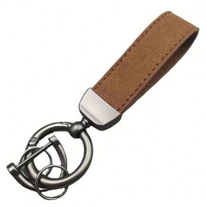 Custom Personalize Logo Anti-Lost Car Leather Keychain with Buckle Ring PU Leather Carabiner Keyring Key Fob Metal Stamped Blank - Product Image 5