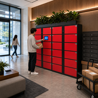 Système de casier à colis intelligent rouge à 24 portes avec écran tactile