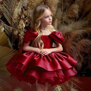 Robe de princesse élégante en maille pour filles, tenue de piano pour enfants, robe de soirée d'anniversaire, tenue de scène formelle - Product Image 1