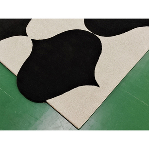 Tapis marocains géométriques modernes de style luxe léger, en laine de Nouvelle-Zélande, noir, grand, pour salon, tissés à la main, fabriqués à la machine - Product Image 4
