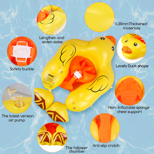 Flotador de Piscina para Bebé con Forma de Pato Amarillo, con Toldo UPF 50, Chaleco Salvavidas para Bebés, Asiento de Seguridad, Set de Juego Acuático para Niños Pequeños - Product Image 3