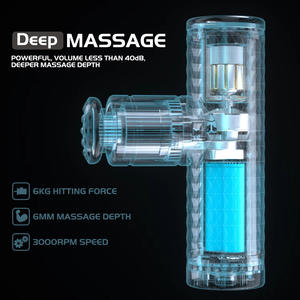 Pistola de Massagem Portátil Recarregável Ultra-Silenciosa 45-55dB com Longa Duração da Bateria, Motor Sem Escovas e 4 Cabeçotes de Massagem Profunda - Product Image 3