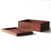 Organisateur de bureau artisanal traditionnel écologique en bois de noyer noir massif avec couvercle - Taille personnalisée