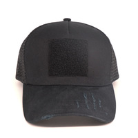 Zwarte strass-stenen luipaardprint patch distressed 5-panel gewone 100% katoenen unisex hiphop baseballcap