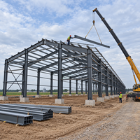 Bâtiment d'élevage avicole préfabriqué en structure métallique, hangar à bétail à grande portée, porcherie à ossature métallique pour entrepôt agricole