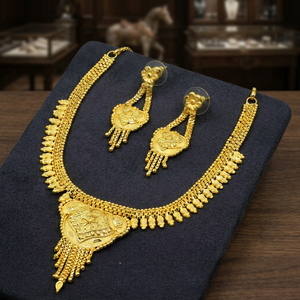 ขายส่งสร้อยคอพร้อมต่างหูชุบทองไมโคร 14K 18K 24K สำหรับผู้หญิง แบบสั้น แฟชั่น เครื่องประดับแบบดั้งเดิม - Product Image 1