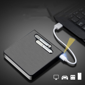 Hộp đựng thuốc lá bật lửa tự động chống gió hai cung lớn, dung tích lớn, có cổng USB - Product Image 3