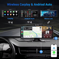Pantalla Portátil Inalámbrica CarPlay de 10.26 Pulgadas Táctil IPS con Cámara Trasera 1080P y Dashcam, Monitor para Coche 2 en 1 con CarPlay y Android Auto