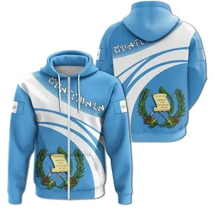 Supplier Cheap Guatemala Flag Design Men's Zipper Sweatshirt For Fall Long Sleeve Custom Blank Zip Up Hoodie Jacket In Bulk