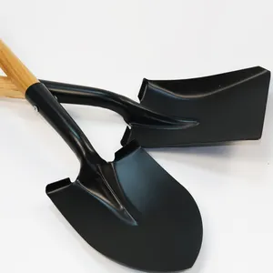Garden Shovel Hand Tool Camping With Wooden Handle Outdoor Farming Digging