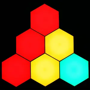 RGB DIY Hexagonal Modular Quantum de Luz Led Inteligente De Iluminação Controle Remoto Sensível Ao Toque Criativo Decoração luz conduzida da noite