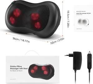 Nouveau produit 2025 Shiatsu masseur de dos et de cou oreiller de Massage de pétrissage de tissus profonds pour le dispositif de soulagement de la douleur musculaire du dos - Product Image 3