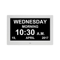 Grand affichage horloge numérique 10 pouces led rétro-éclairage télécommande avec calendrier réveil pour alzheimer
