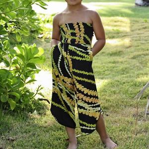 Robe plissée florale douce et agréable pour la peau, personnalisée par OEM, 100% coton, robe hawaïenne pour enfants - Product Image 3