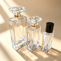 Flacon de parfum de luxe en verre transparent 30 ml, flacon d'eau mat 10 ml séparé, diffuseur à pression, emballage avec impression sérigraphique