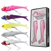 Leurre souple artificiel transfrontalier en TPE, type poisson coulant, avec queue en T et queue lumineuse, pour lancer longue portée, imitation truite, avec tête plombée et hameçon