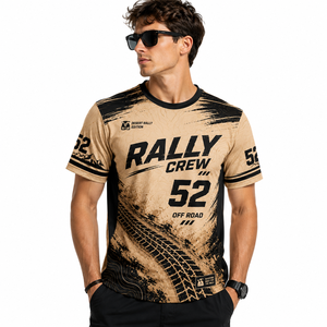 Camisetas Casuales de Carreras de Autos para Fanáticos, 100% Poliéster Transpirable, Personalizadas por Sublimación, para Equipo de Rally, Desierto, Offroad y Pit Crew - Product Image 1