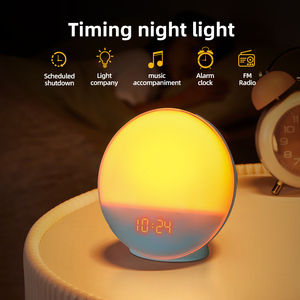 Đồng hồ báo thức mặt trời mọc đèn ngủ RGB trang trí phòng ngủ đèn đánh thức sáng tạo công tắc cảm ứng thân đèn bàn quà tặng sinh nhật - Product Image 2