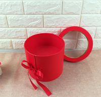 Boîte à fleurs ronde à 2 niveaux, boîte à fleurs à double étage avec tiroir rotatif, emballage cadeau pour fleuriste avec couvercles transparents et ruban