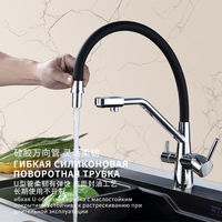 Robinet de cuisine moderne en laiton plaqué, à monter sur plan, avec douchette extractible, 1 poignée, 2-en-1, filtre purificateur d'eau et mitigeur