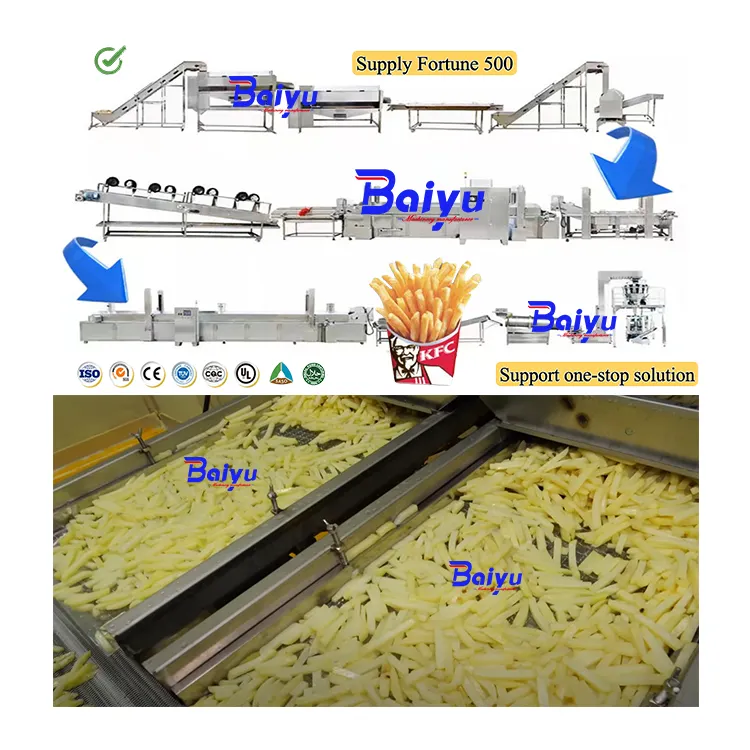 Baiyu Komplettherstellungsstation Produktionsanlage für frische Kartoffelchips effiziente Gemüsechips-Herstellungsmaschine