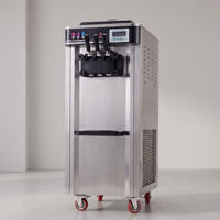 Machine à glace molle mobile professionnelle, trois saveurs, en acier inoxydable, machine verticale pour snack-bar, hôtel, restauration