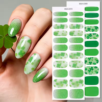 Autocollants pour ongles Saint Patrick's Day, motifs floraux printaniers, DIY vert, sans lampe UV, bandes adhésives pour ongles, autocollants en gel pour ongles, enveloppes d'ongles en gel sans UV