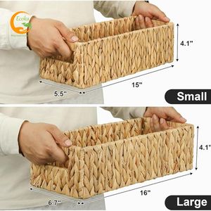 Rectangle Water Hyacinth <b>Storage</b> Basket Gift Basket <b>Hamper</b> Bamboo Rattan Wicker Organizers Woven <b>Storage</b> Baskets - Product Image 4
